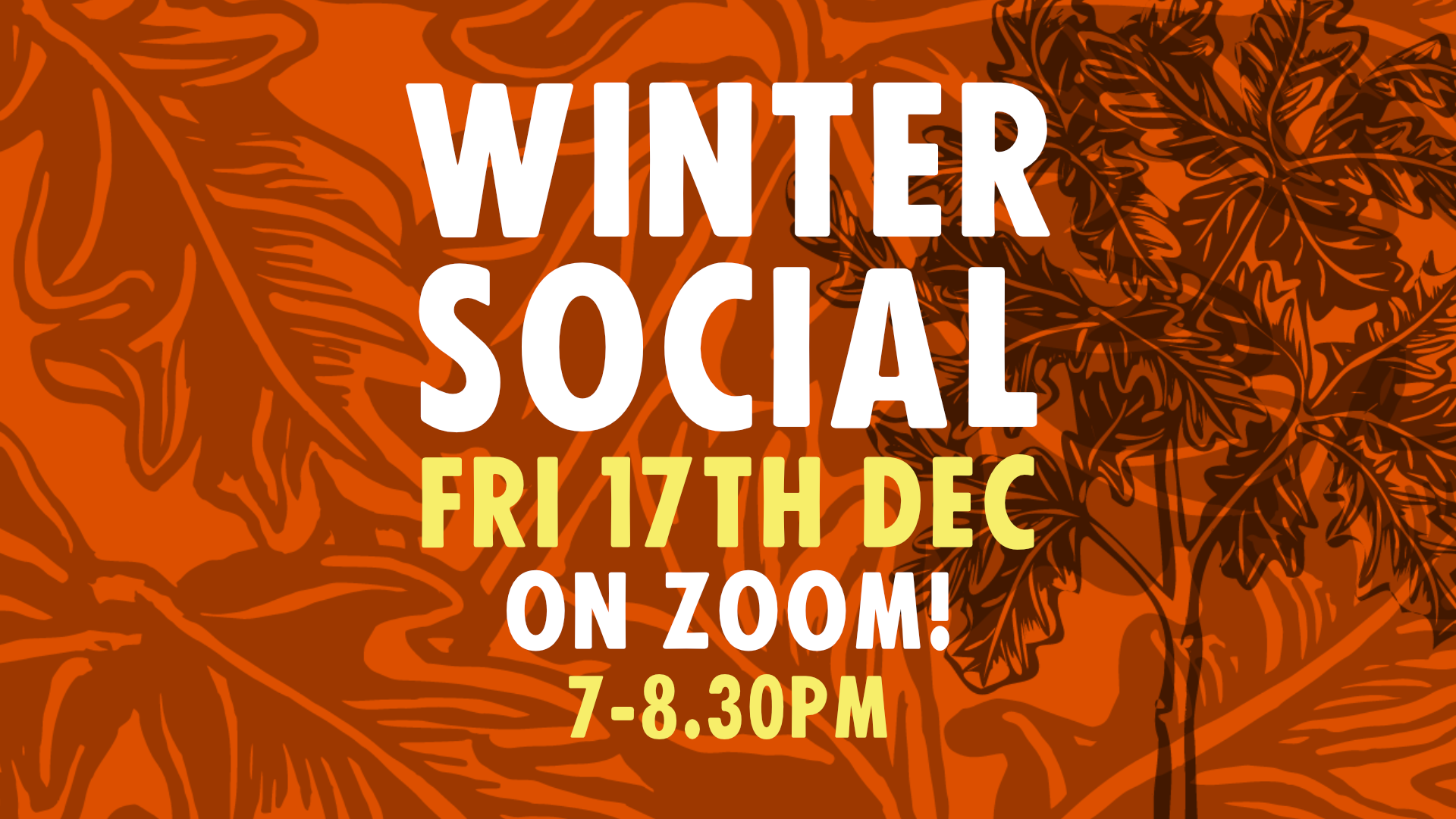 red graphic saying Winter Social