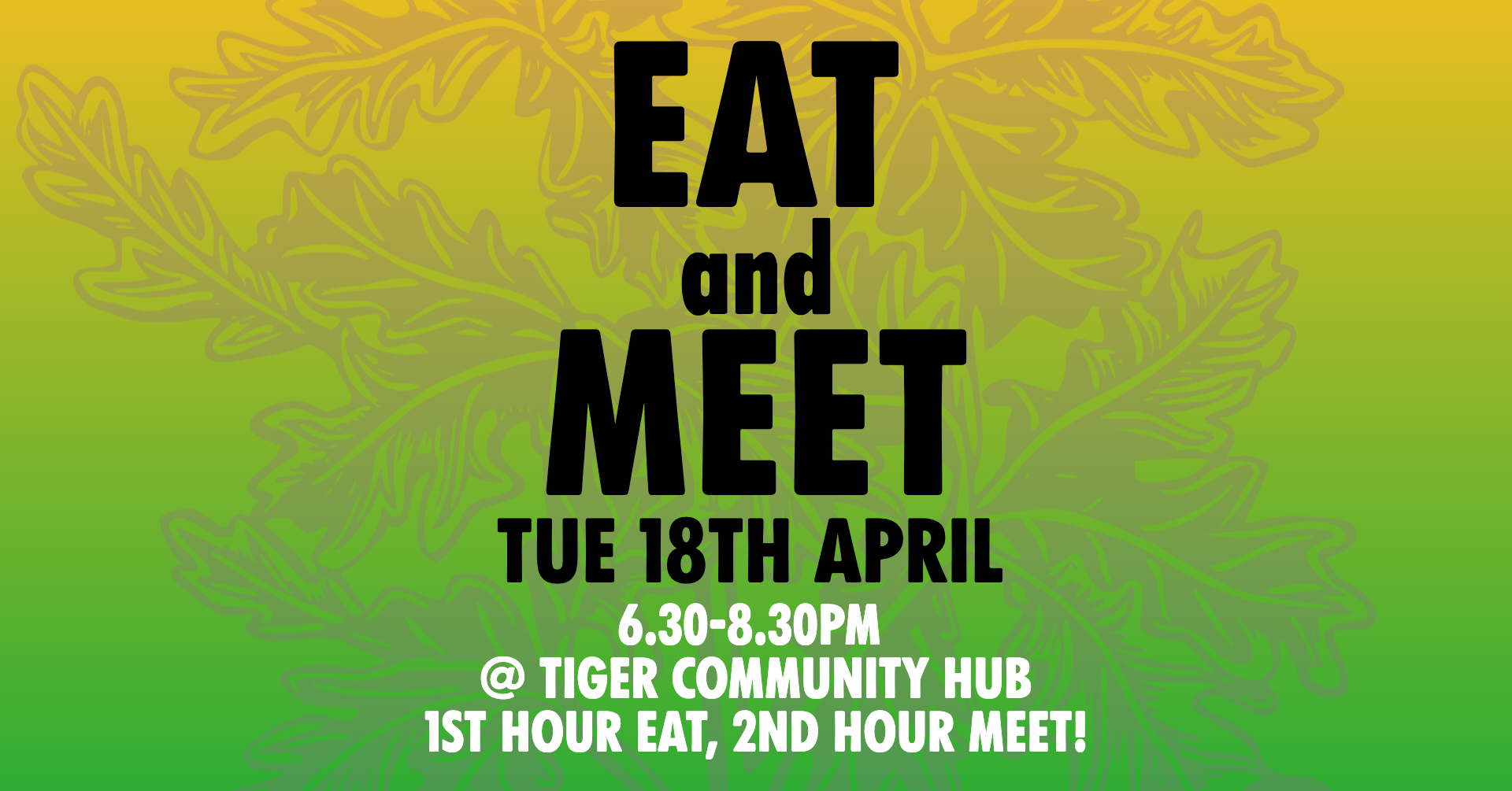 Green graphic for Eat and Meet event